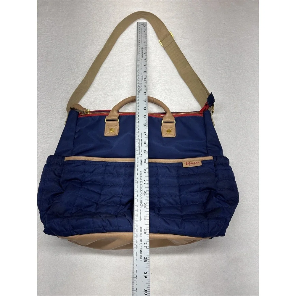 Maman New York Diaper Bag Navy Blue/ Beige Quilted Shoulder Bag Messenger Look